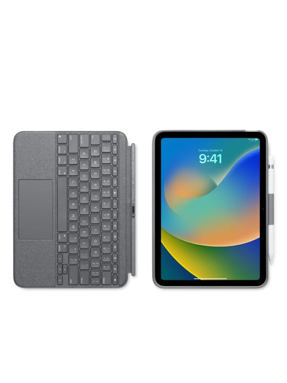 Tablet Keyboard Folio Case with Pencil Holder - Gray